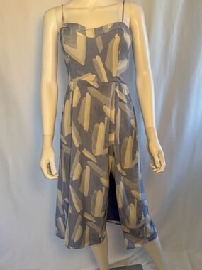 Abercrombie & Fitch Blue and Cream Patterned Midi Dress